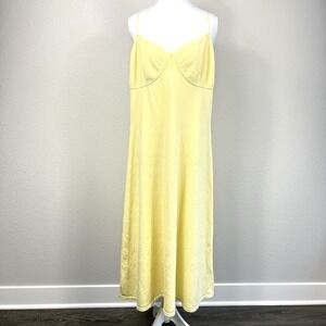 Express Knit Strappy Midi Slip Dress XL 90s Softgirl Butter Yellow Romantic